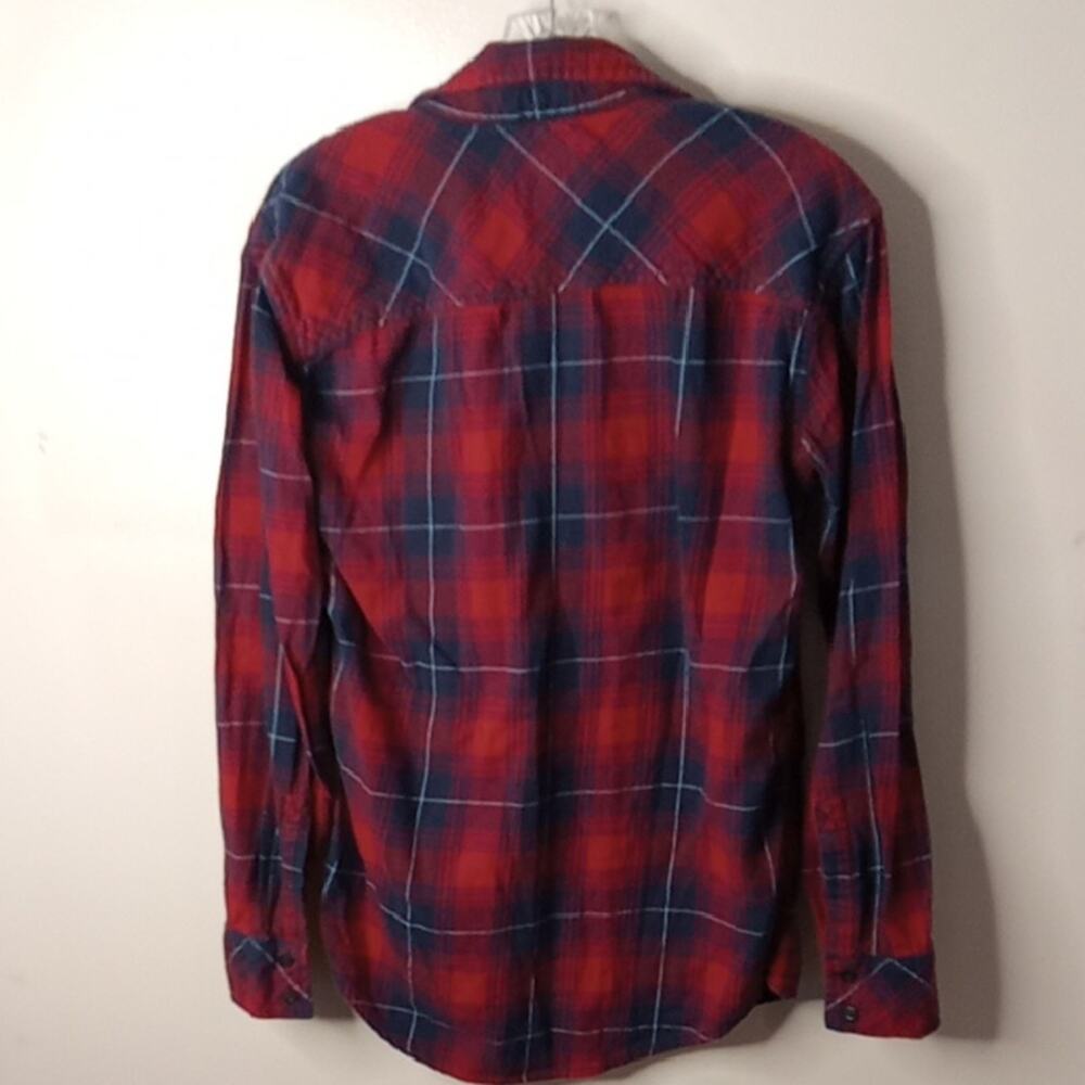 TNA Women's Size XS Red and Blue Plaid Flannel Button Down Shirt. Western - Picture 5 of 7
